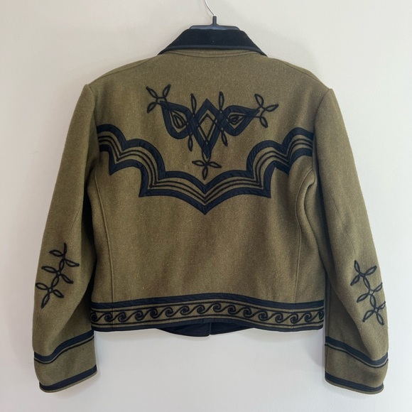Vintage CHOICE Contemporary Olive Green Wool Embroidered Jacket, M - Picture 2 of 7